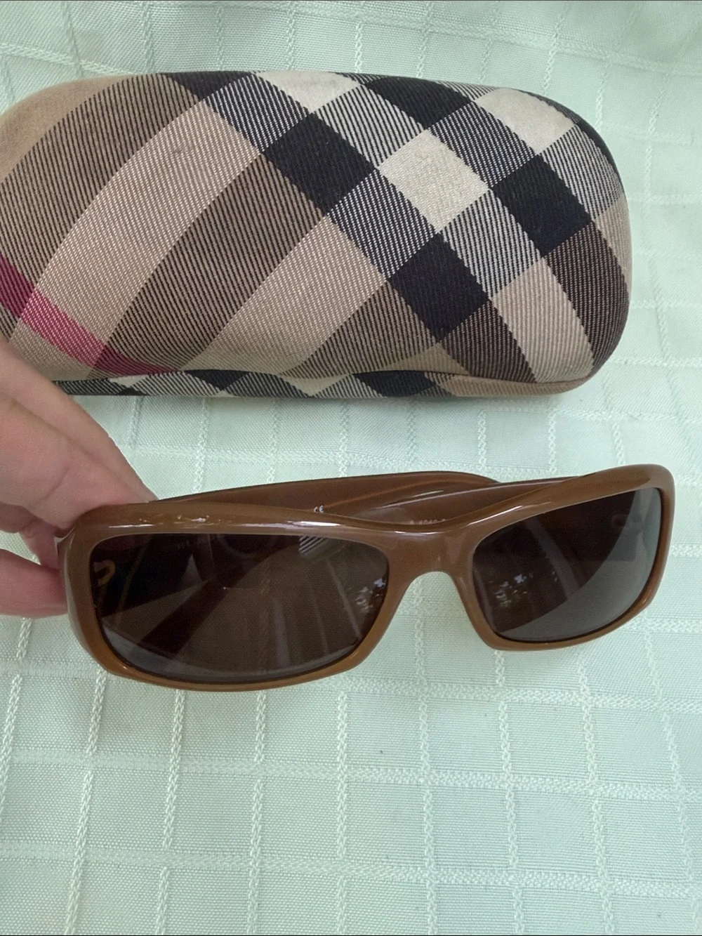 Vintage Burberry Tan/Brown Sunglasses with Rhinestone Detail